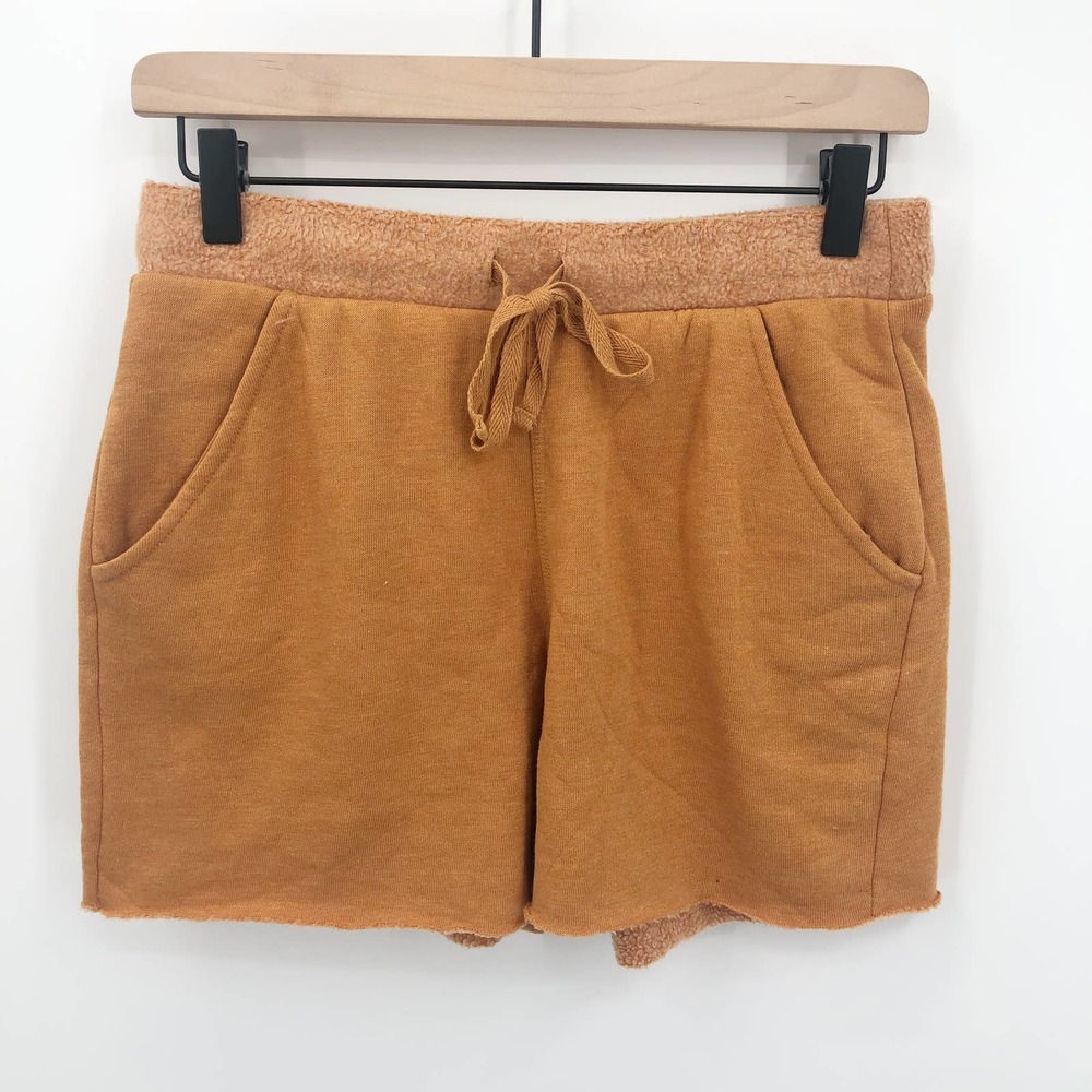 FREE PEOPLE Kelly Washed Cognac Sweatshirt Set Shorts Top Size Medium NEW - Picture 3 of 13